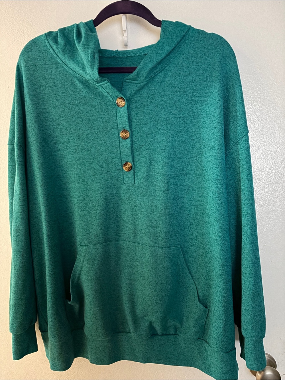 SHEIN Teal Curvy Pullover Hoodie